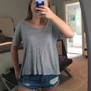 Grey Shirt with Black Sheer Back